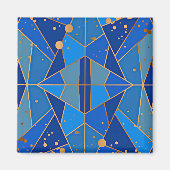 Abstract blauw en gouden design magneet (Voorkant)