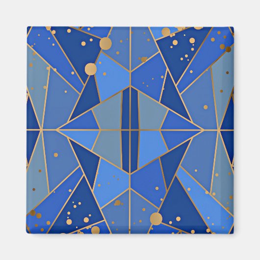 Abstract blauw en gouden design magneet (Voorkant)
