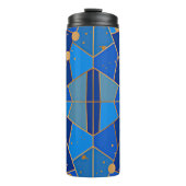 Abstract blauw en gouden design thermosbeker (Voorkant)