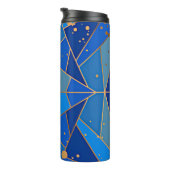 Abstract blauw en gouden design thermosbeker (Geroteerd rechts)