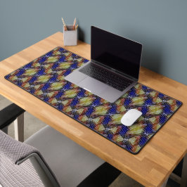 Abstract blauw en gouden golf geometrisch patroon  bureaumat