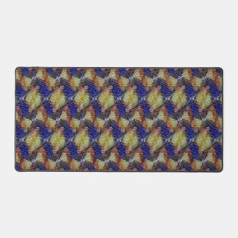 Abstract blauw en gouden golf geometrisch patroon  bureaumat