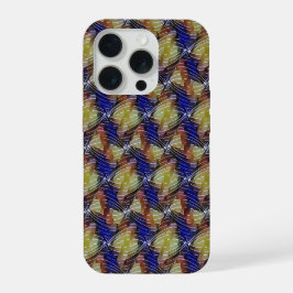 Abstract blauw en gouden golf geometrisch patroon  iPhone 15 pro case