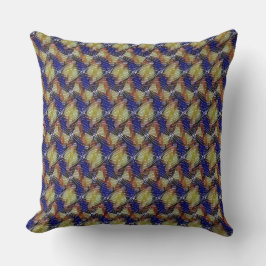 Abstract blauw en gouden golf geometrisch patroon  kussen