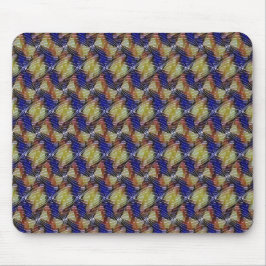 Abstract blauw en gouden golf geometrisch patroon  muismat