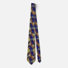 Abstract blauw en gouden golf geometrisch patroon  stropdas