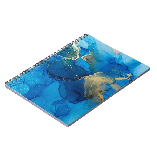 Abstract blauw en goudfragment van kleurrijke rugg notitieboek (Linkerzijde)