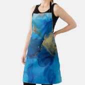 Abstract blauw en goudfragment van kleurrijke rugg schort (Insitu)