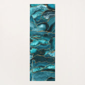 Abstract blauw en goudglitteragaat yogamat (Achterkant)