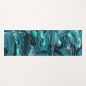 Abstract blauw en goudglitteragaat yogamat (Voorkant (horizontaal))