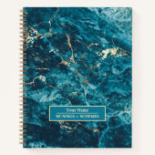 Abstract blauw en goudmarmer Notitieboek (Voorkant)
