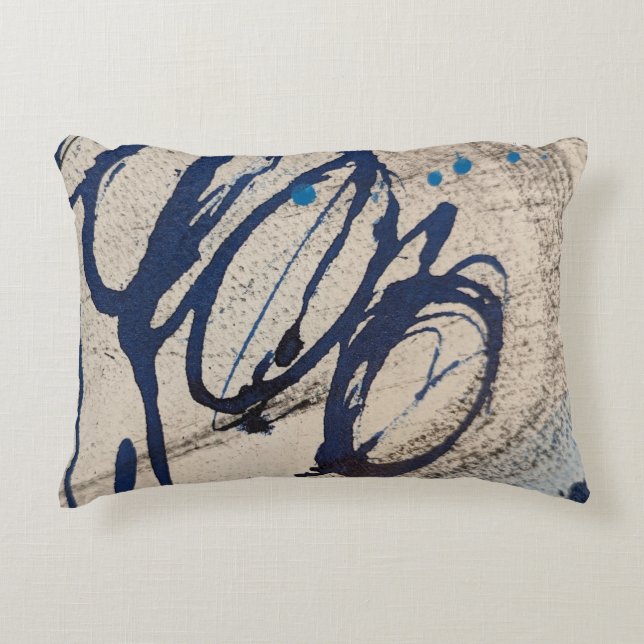 Abstract Blauw en Grijs  Accent Kussen (Voorkant)