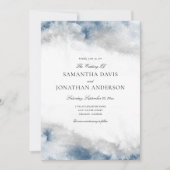 Abstract Blauw en Grijs Aquarel Winterhuwelijk Kaart (Voorkant)