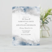 Abstract Blauw en Grijs Aquarel Winterhuwelijk Kaart (Staand voorkant)