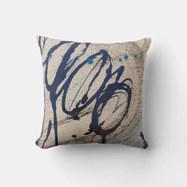 Abstract Blauw en Grijs  Kussen (Voorkant)