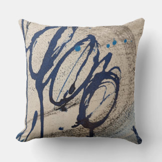 Abstract Blauw en Grijs Kussen
