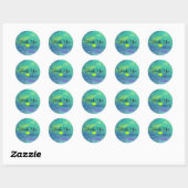 Abstract Blauw en Groen Dank u met Hart Ronde Sticker (Vel)