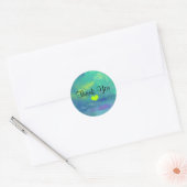 Abstract Blauw en Groen Dank u met Hart Ronde Sticker (Envelop)