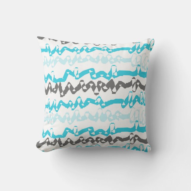 Abstract blauw en groen patroon kussen (Voorkant)