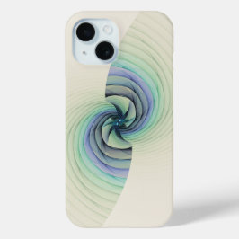 Abstract Blauw en Groen Spiral iPhone 15 Case