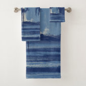 Abstract blauw en ivoor bad handdoek (Insitu)