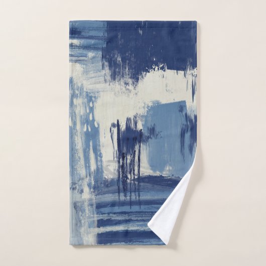 Abstract blauw en ivoor bad handdoek (Handdoek)