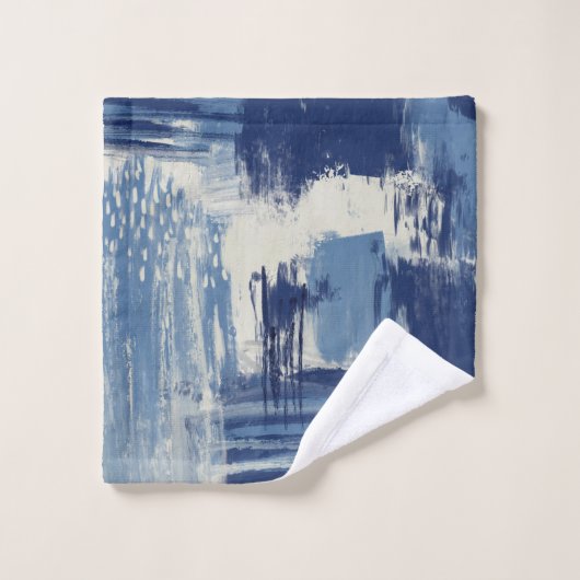 Abstract blauw en ivoor bad handdoek (Wasdoekje)