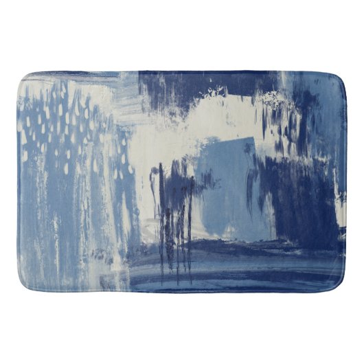 Abstract blauw en ivoor badmat (Voorkant)