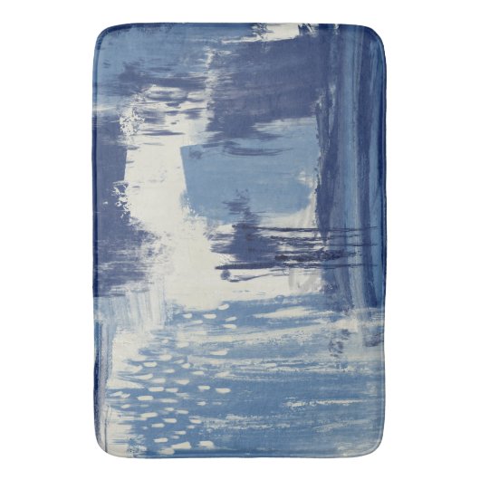 Abstract blauw en ivoor badmat (Voorkant Verticaal)