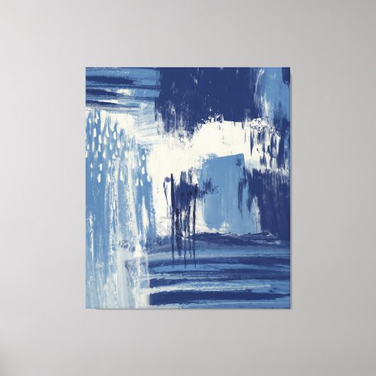 Abstract blauw en ivoor canvas afdruk (Voorkant)