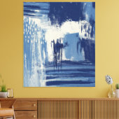 Abstract blauw en ivoor canvas afdruk (Insitu (Woonkamer))