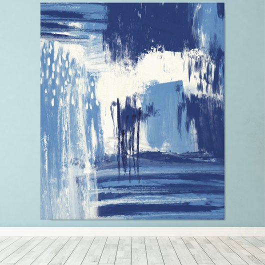 Abstract blauw en ivoor canvas afdruk (Insitu (Houten vloer))