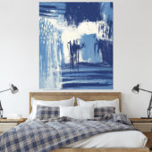 Abstract blauw en ivoor canvas afdruk (Insitu (Slaapkamer))
