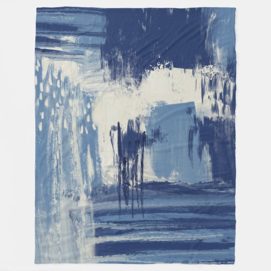 Abstract blauw en ivoor fleece deken (Voorkant)