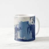 Abstract blauw en ivoor koffiemok (Voorkant rechts)