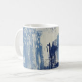 Abstract blauw en ivoor koffiemok (Voorkant links)