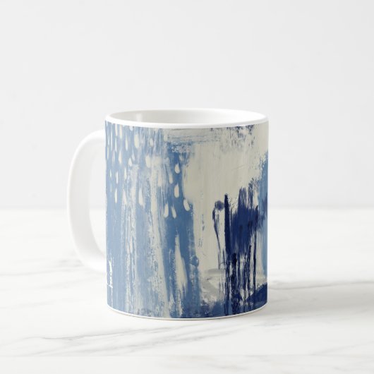 Abstract blauw en ivoor koffiemok (Voorkant links)