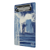 Abstract blauw en ivoor mini klembord (Angled2)