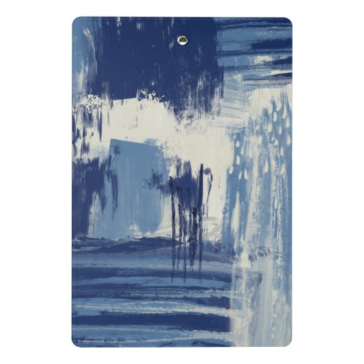 Abstract blauw en ivoor mini klembord (Achterkant)