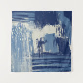 Abstract blauw en ivoor mixed media wandkleed (Voorkant)