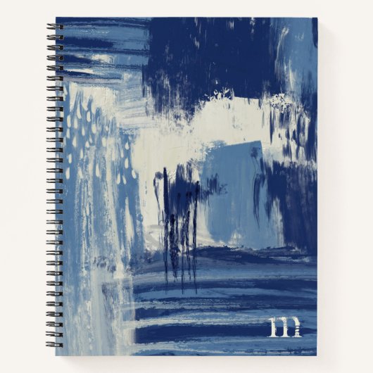 Abstract blauw en ivoor notitieboek (Voorkant)