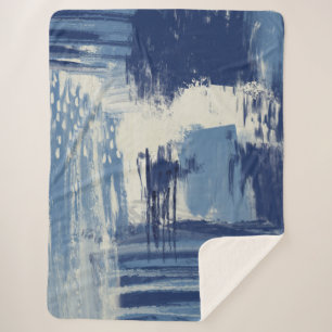 Abstract blauw en ivoor sherpa deken