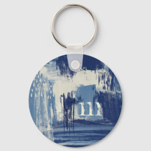 Abstract blauw en ivoor sleutelhanger