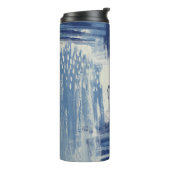 Abstract blauw en ivoor thermosbeker (Gedraaid links)