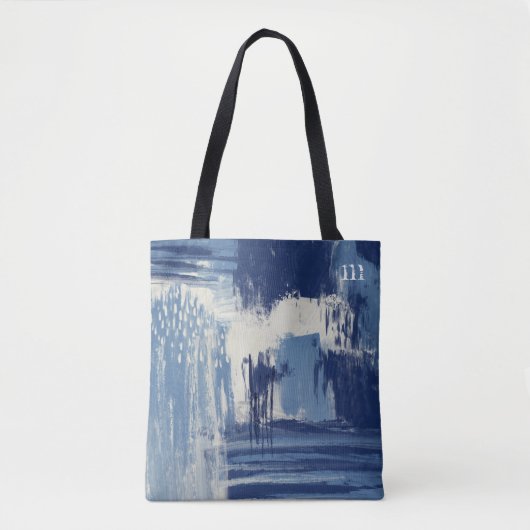 Abstract blauw en ivoor tote bag (Voorkant)