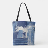 Abstract blauw en ivoor tote bag (Achterkant)