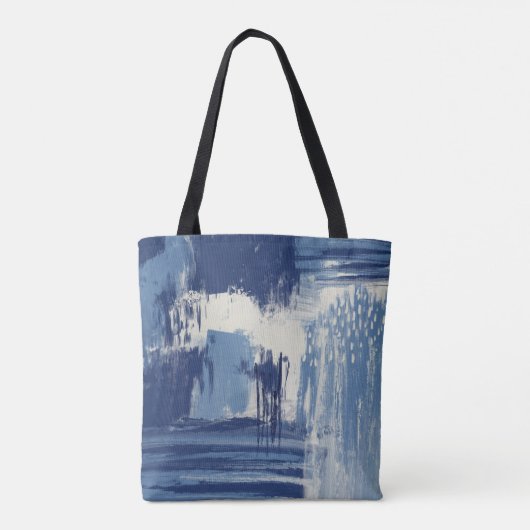 Abstract blauw en ivoor tote bag (Achterkant)
