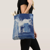 Abstract blauw en ivoor tote bag (Dichtbij)
