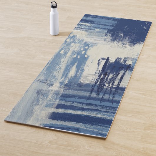 Abstract blauw en ivoor yogamat (In situ)