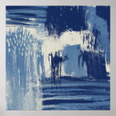Abstract Blauw en Ivoorkleurig Poster (Voorkant)
